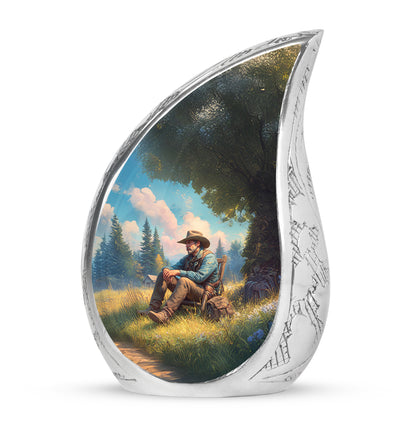 Personalized Cowboy Cremation Urns - Wondrous Teal 10-inch, 200 cu in - Yatskia