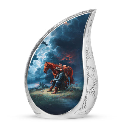 Blue Cowboy Cremation Urns - Imperial Devotion 10-inch, 200 cu in - Yatskia