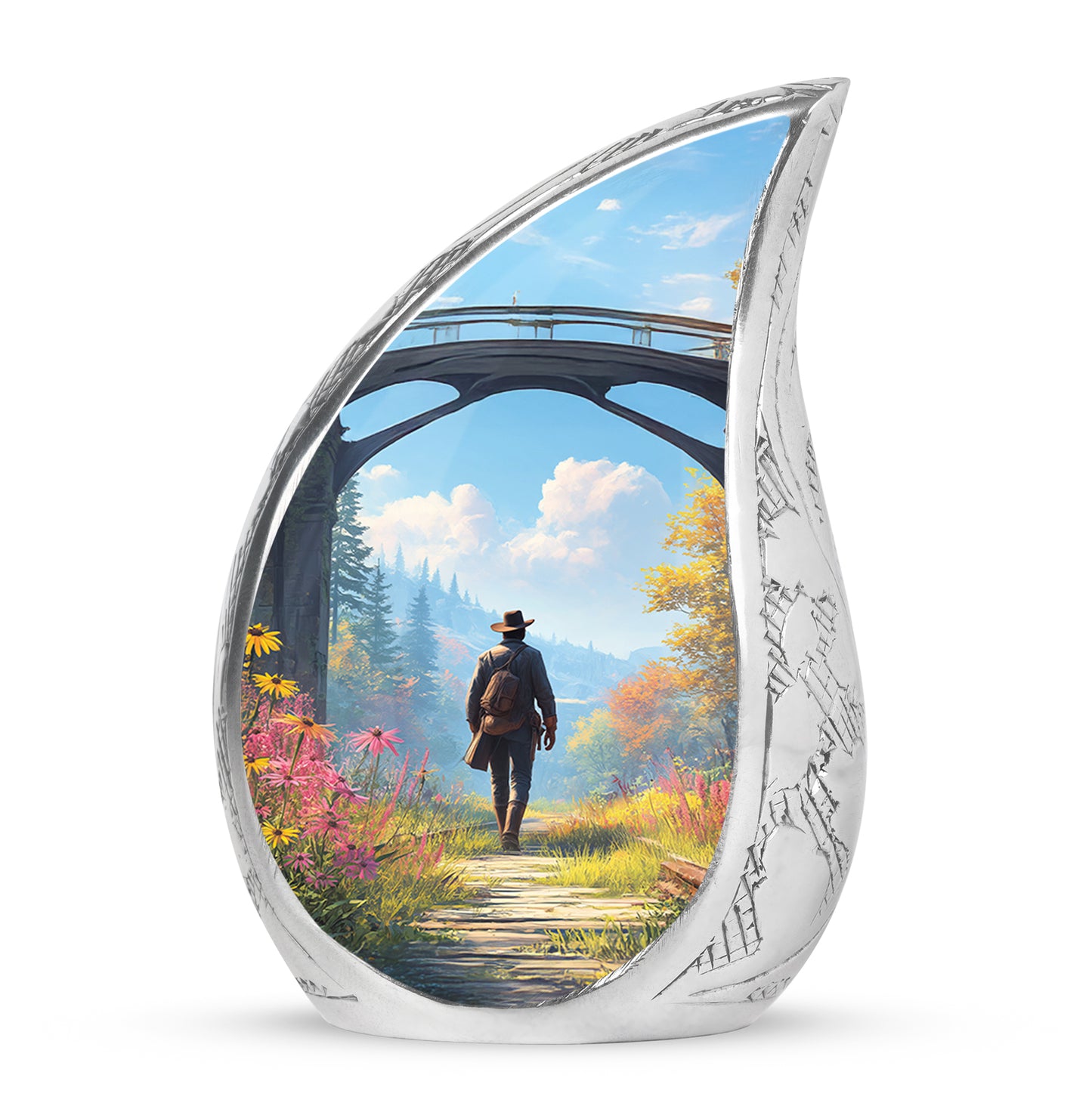 Remarkable Cowboy Memorial Cremation Urns - Blue 10-inch, 200 cu in - Yatskia