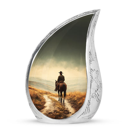 Yellow Sacred Cowboy Cremation Urns for Human Ashes - 10-inch, 200 cu in - Yatskia