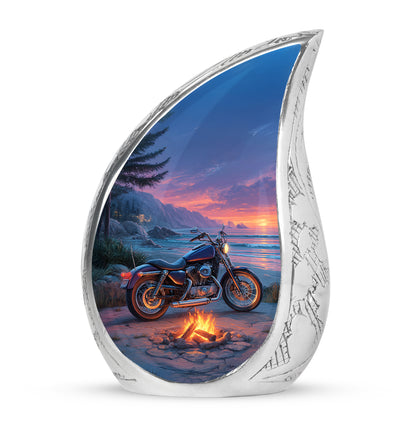 Personalized Blue Heavenly Bike Cremation Urns for Human Ashes - 10-inch, 200 cu in - Yatskia
