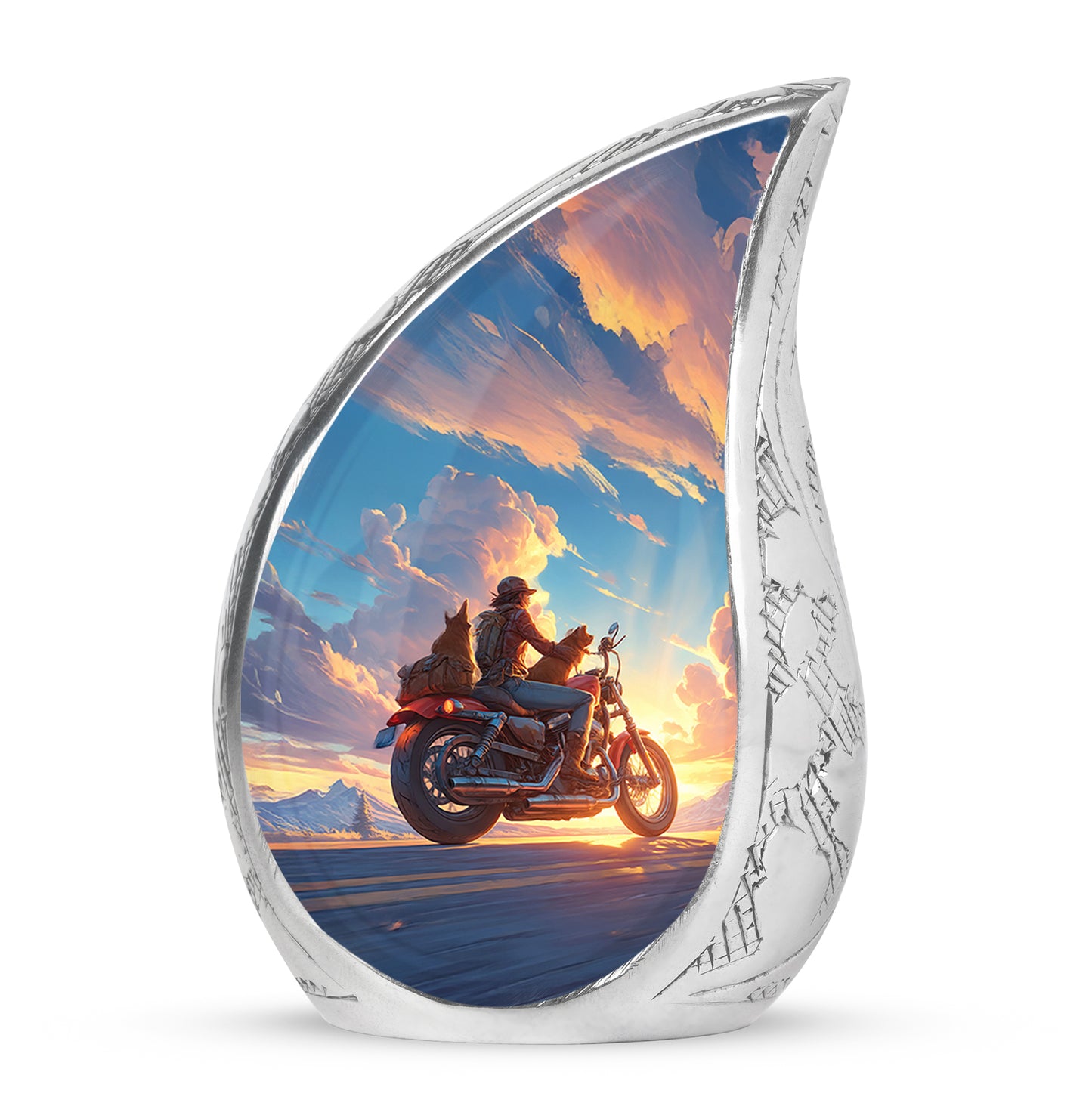 Radiant Bike Memorial Cremation Urns - Blue 10-inch, 200 cu in - Yatskia