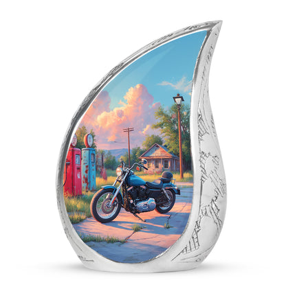 Personalized Blue Bike Cremation Urns for Ashes - Peaceful 10-inch - Yatskia