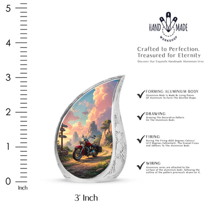 Red Bike Remembrance Cremation Urns for Human Ashes - 10-inch, 200 cu in - Yatskia