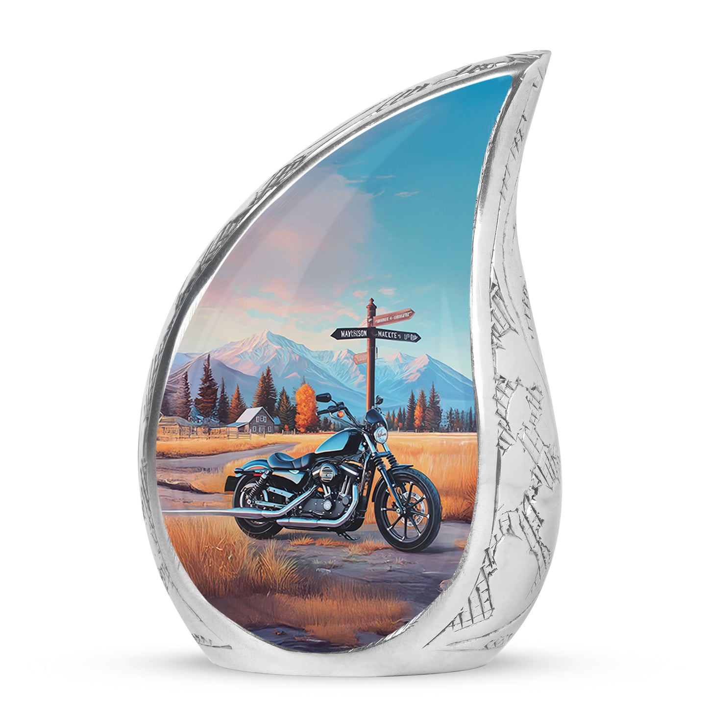Luminous Blue Bike Benediction Urn for Human Ashes - 10-inch, 200 cu in - Yatskia