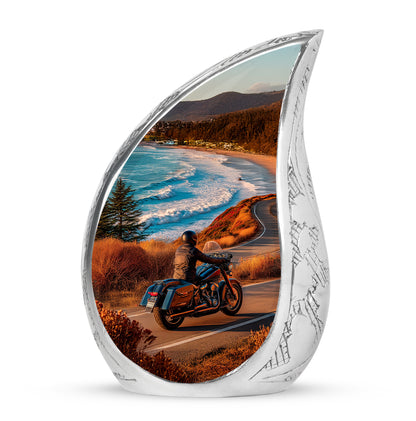 Personalized Teal Bike Cremation Urns for Ashes - Peaceful 10-inch - Yatskia