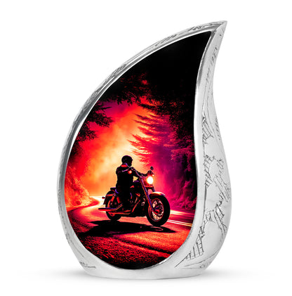 Personalized Black Sovereign Bike Cremation Urns for Human Ashes - 10-inch, 200 cu in - Yatskia