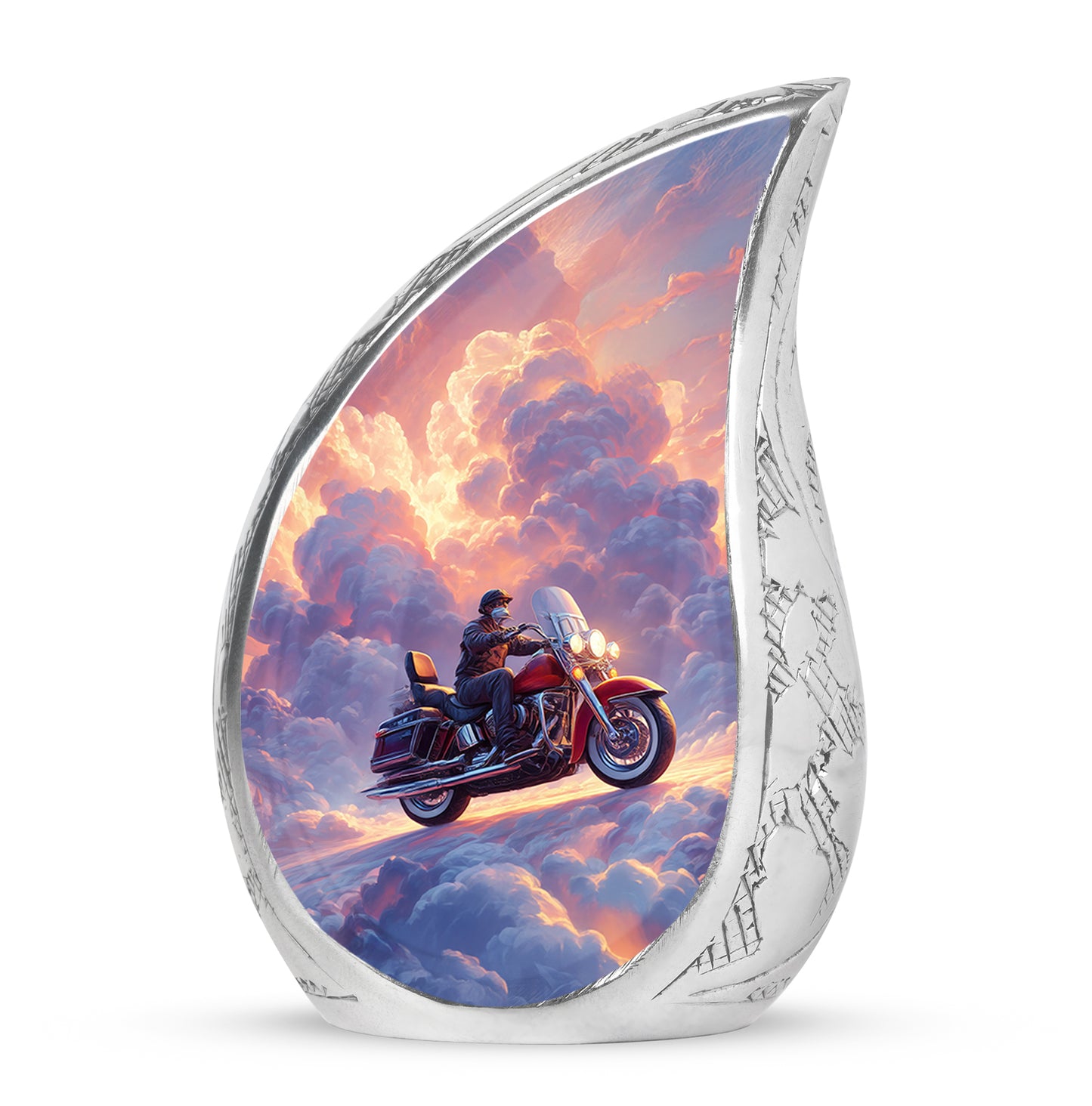 Personalized Blue Steadfast Bike Cremation Urns for Human Ashes - 10-inch, 200 cu in - Yatskia