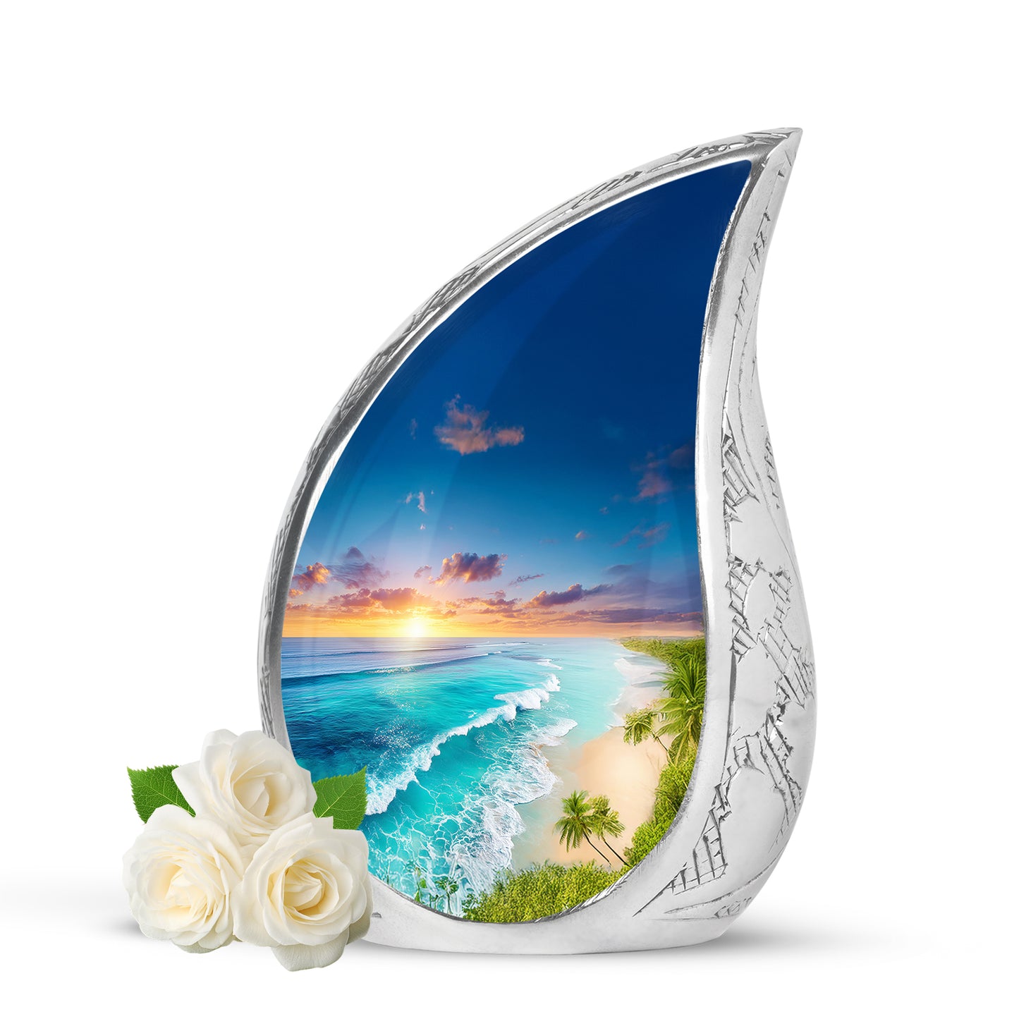 Blue Beach Cremation Urns - Glorious Keepsake 10-inch, 200 cu in - Yatskia