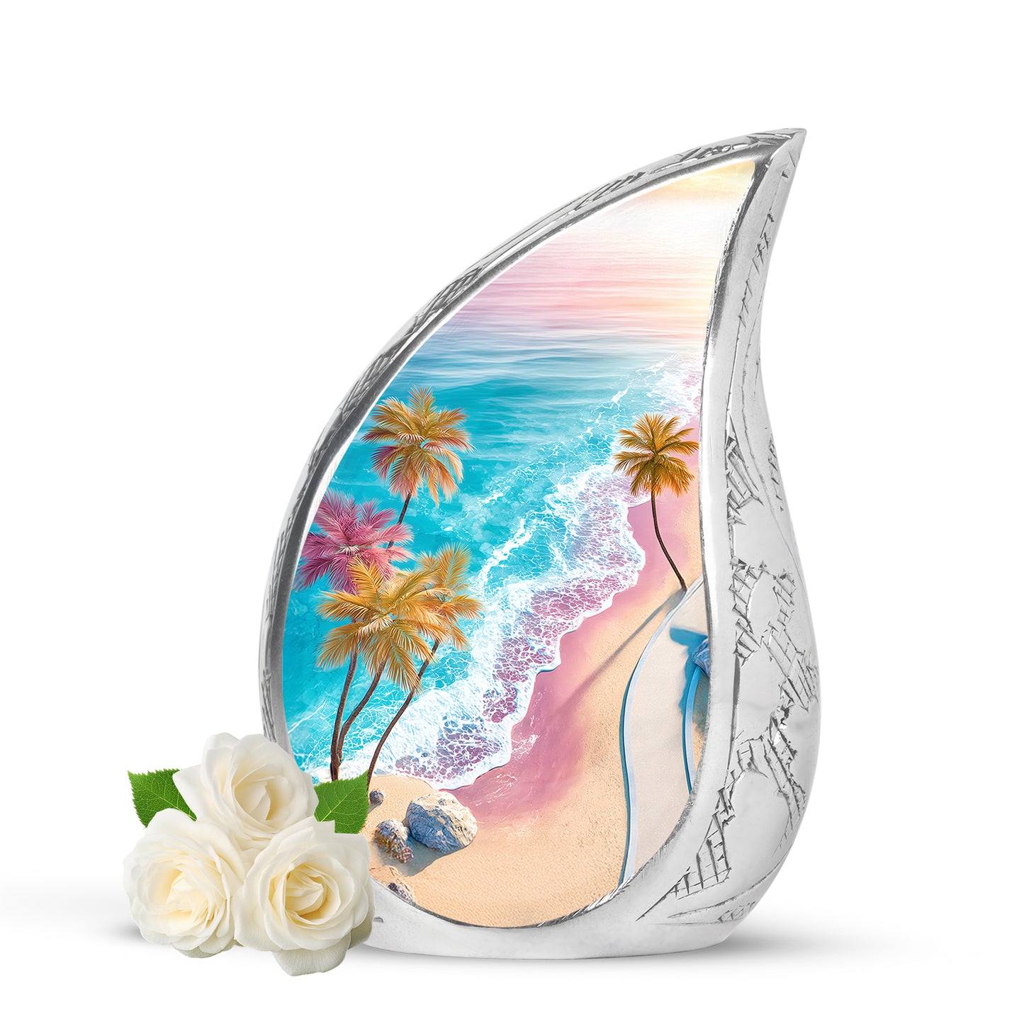 Teal Beach Keepsake Cremation Urns for Human Ashes - 10-inch, 200 cu in - Yatskia