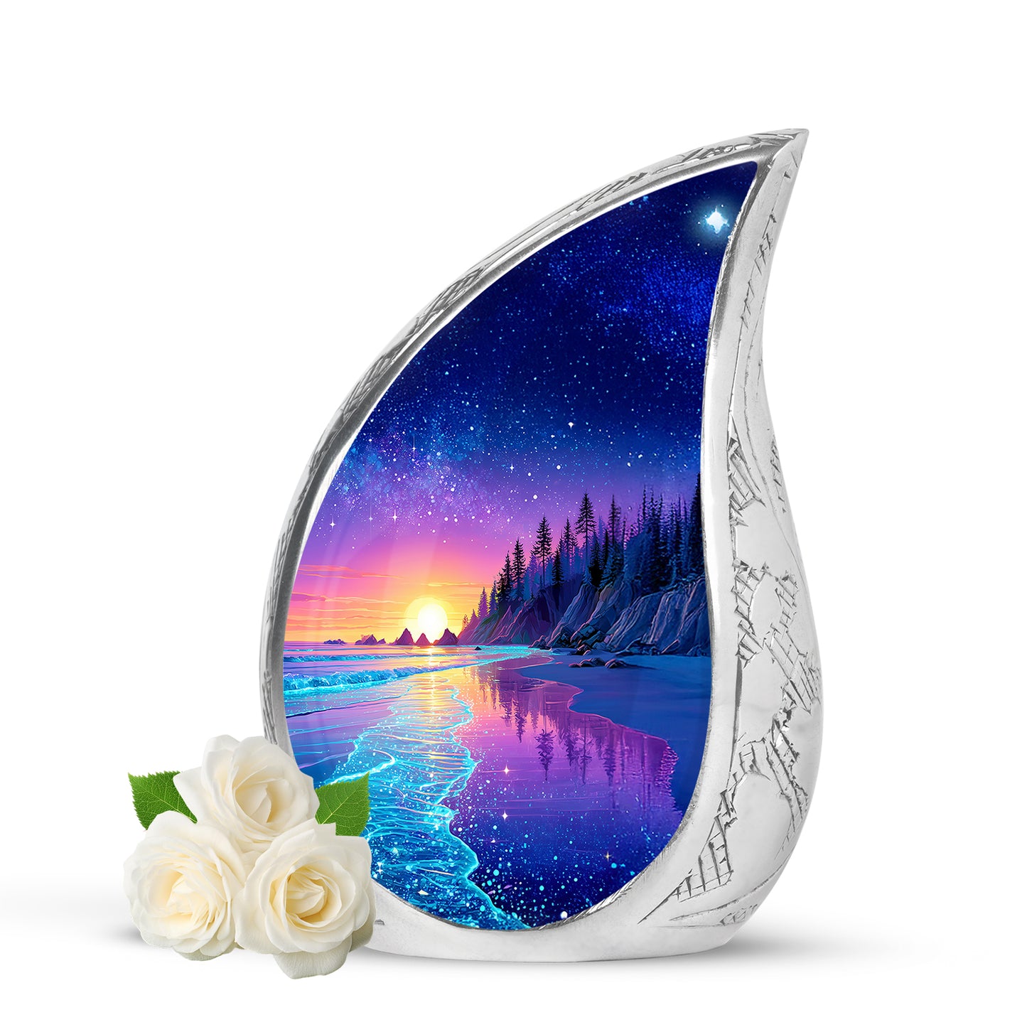 Lustrous Beach Cremation Urns for Human Ashes - Blue 10-inch - Yatskia
