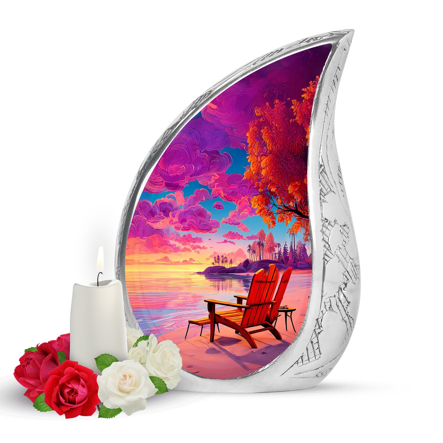 Blue Venerable Beach Cremation Urns for Human Ashes - 10-inch, 200 cu in - Yatskia