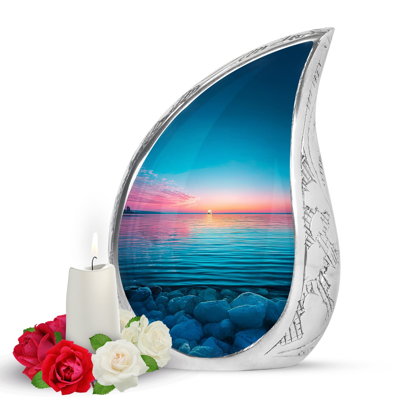 Blue Beach Cremation Urns - Glorious Tribute 10-inch, 200 cu in - Yatskia