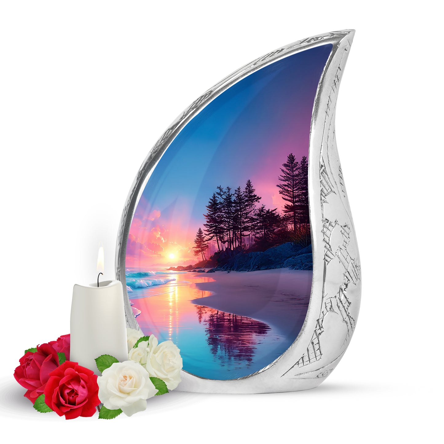 Personalized Beach Cremation Urns - Soothing Blue 10-inch, 200 cu in - Yatskia