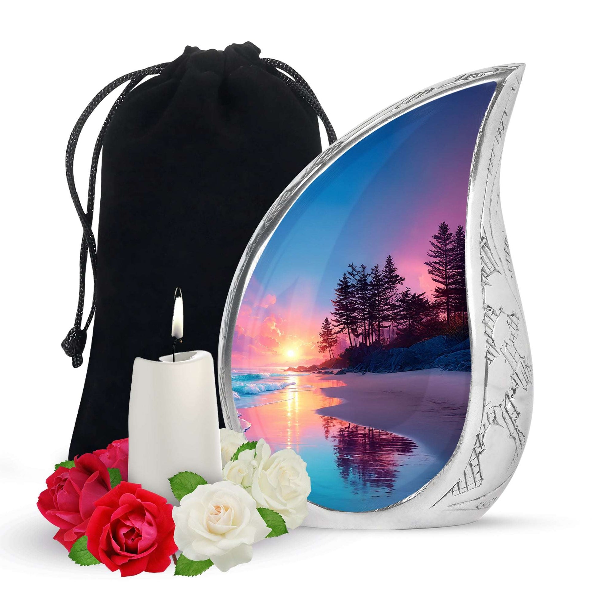 Beach Pink Sunset Adult Cremation Urns – Ocean Shore Funeral Ashes Urn