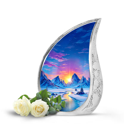 Distinguished Blue Beach Cremation Urn for Ashes - 10-inch, 200 cu in - Yatskia