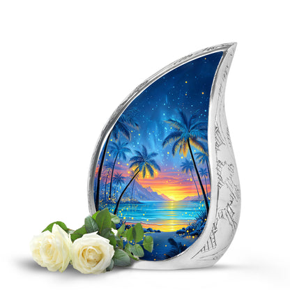 Blue Beach Haven Cremation Urns for Human Ashes - 10-inch, 200 cu in - Yatskia
