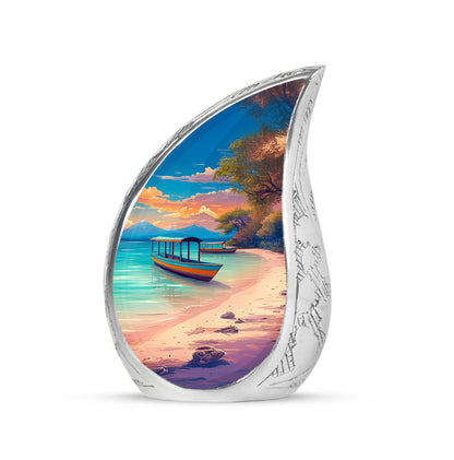 Blue Beach Blessing Cremation Urns for Human Ashes - 10-inch, 200 cu in - Yatskia