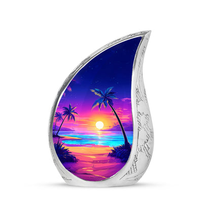 Divine Blue Beach Cremation Urn for Ashes - 10-inch, 200 cu in - Yatskia