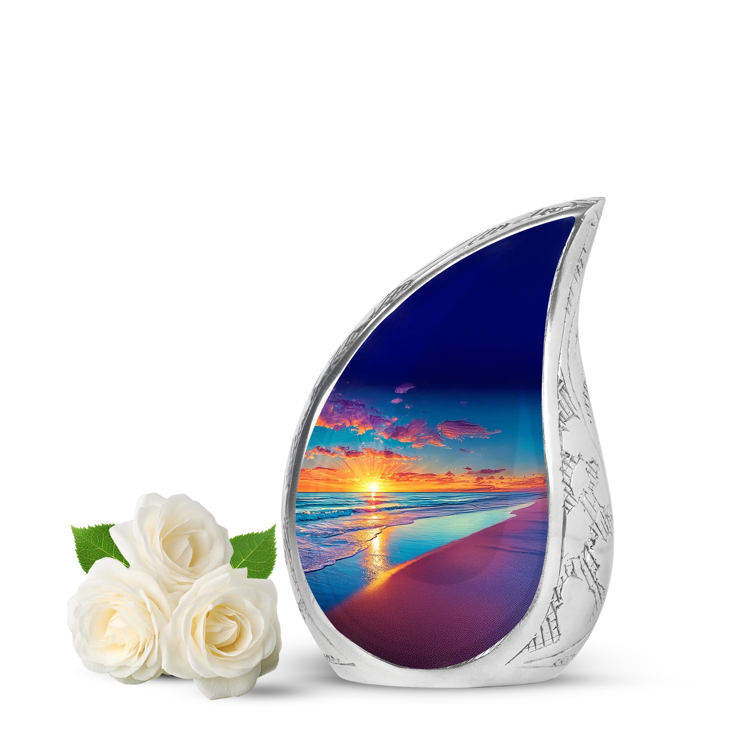 Lustrous Beach Cremation Urns for Human Ashes - Blue 10-inch - Yatskia