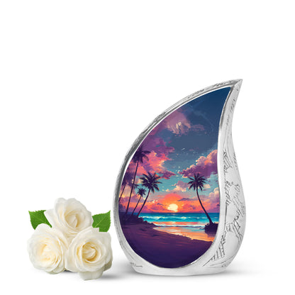 Blue Beach Tribute Cremation Urns for Human Ashes - 10-inch, 200 cu in - Yatskia