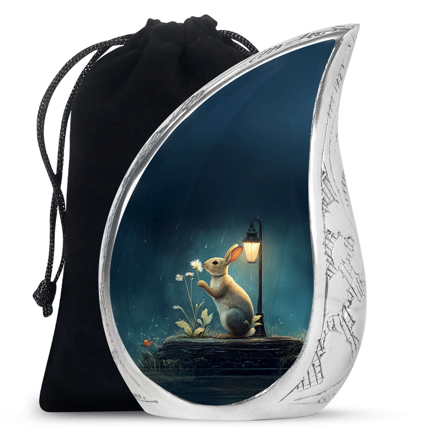 Bunny Cremation Urn for Adult Human Ashes - White Rabbit Burial Urns For Ground