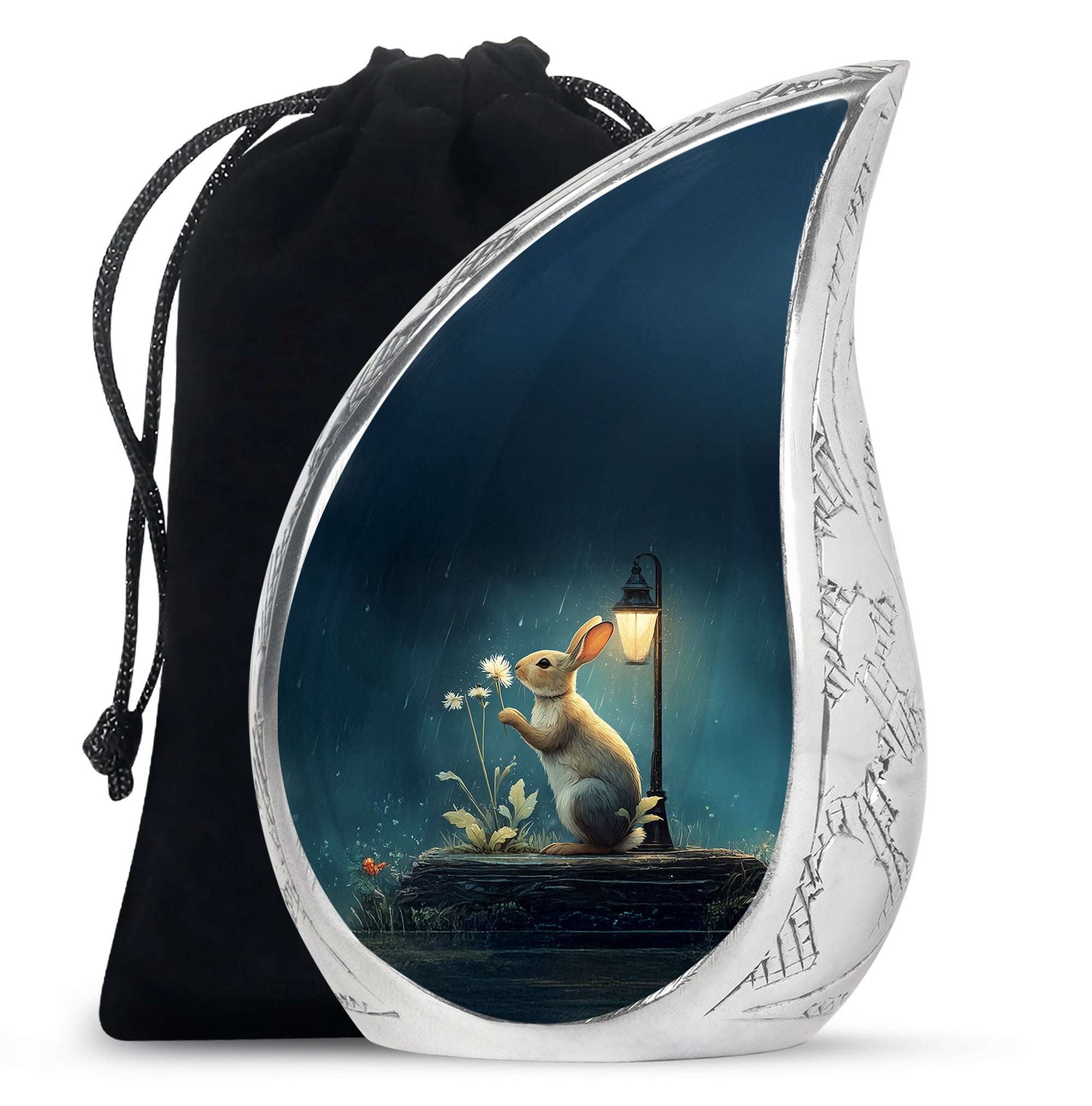 Bunny Cremation Urn for Adult Human Ashes - White Rabbit Burial Urns For Ground