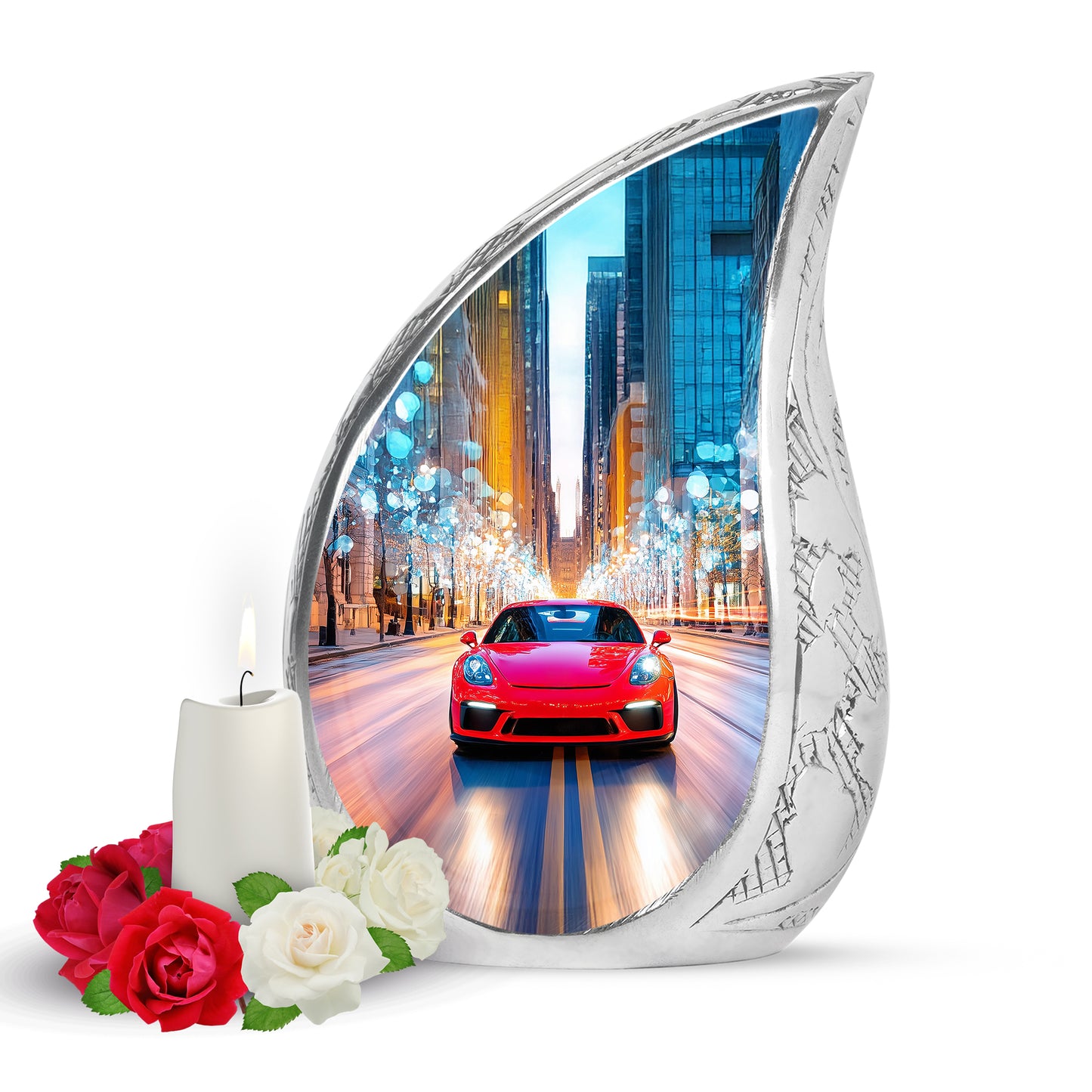 Blue Comforting Car Memorial Urn for Ashes - 10-inch, 200 cu in - Yatskia