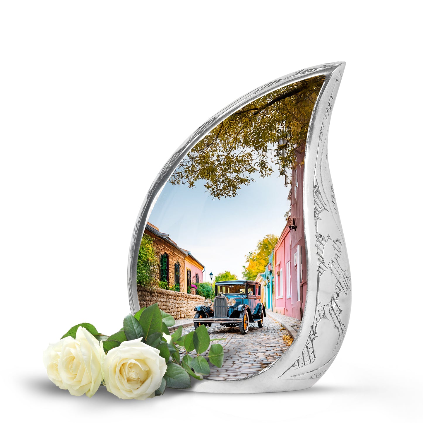 White Comforting Car Memorial Urn for Ashes - 10-inch, 200 cu in - Yatskia