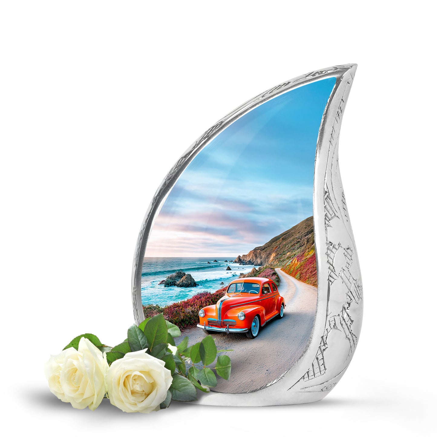 Personalized Blue Car Cremation Urns for Ashes - Majestic 10-inch - Yatskia