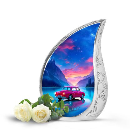 Timeless Blue Car Cremation Urn for Ashes - 10-inch, 200 cu in - Yatskia