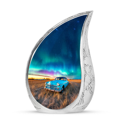 Blue Treasured Car Cremation Urns for Human Ashes - 10-inch, 200 cu in - Yatskia