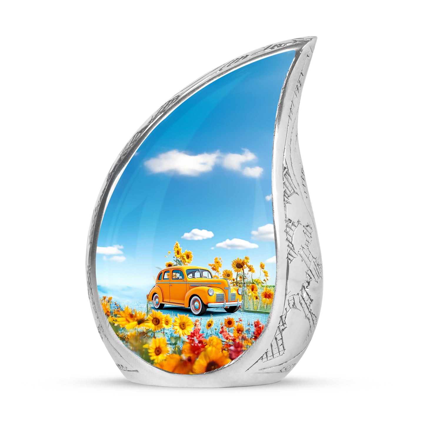 Personalized Car Cremation Urns - Pristine Blue 10-inch, 200 cu in - Yatskia