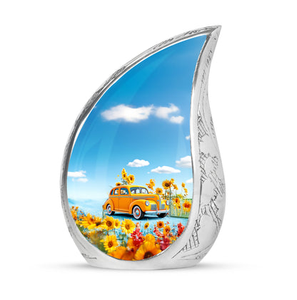 Personalized Car Cremation Urns - Pristine Blue 10-inch, 200 cu in - Yatskia