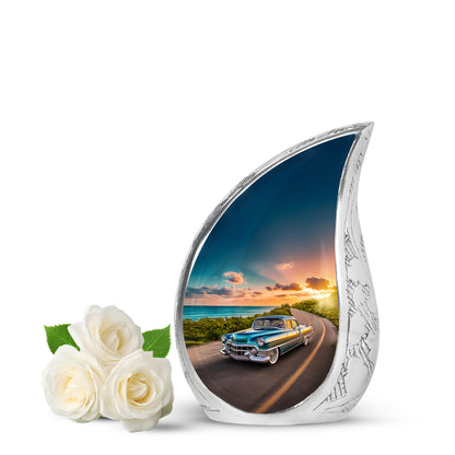 Blue Car Blessing Cremation Urns for Human Ashes - 10-inch, 200 cu in - Yatskia