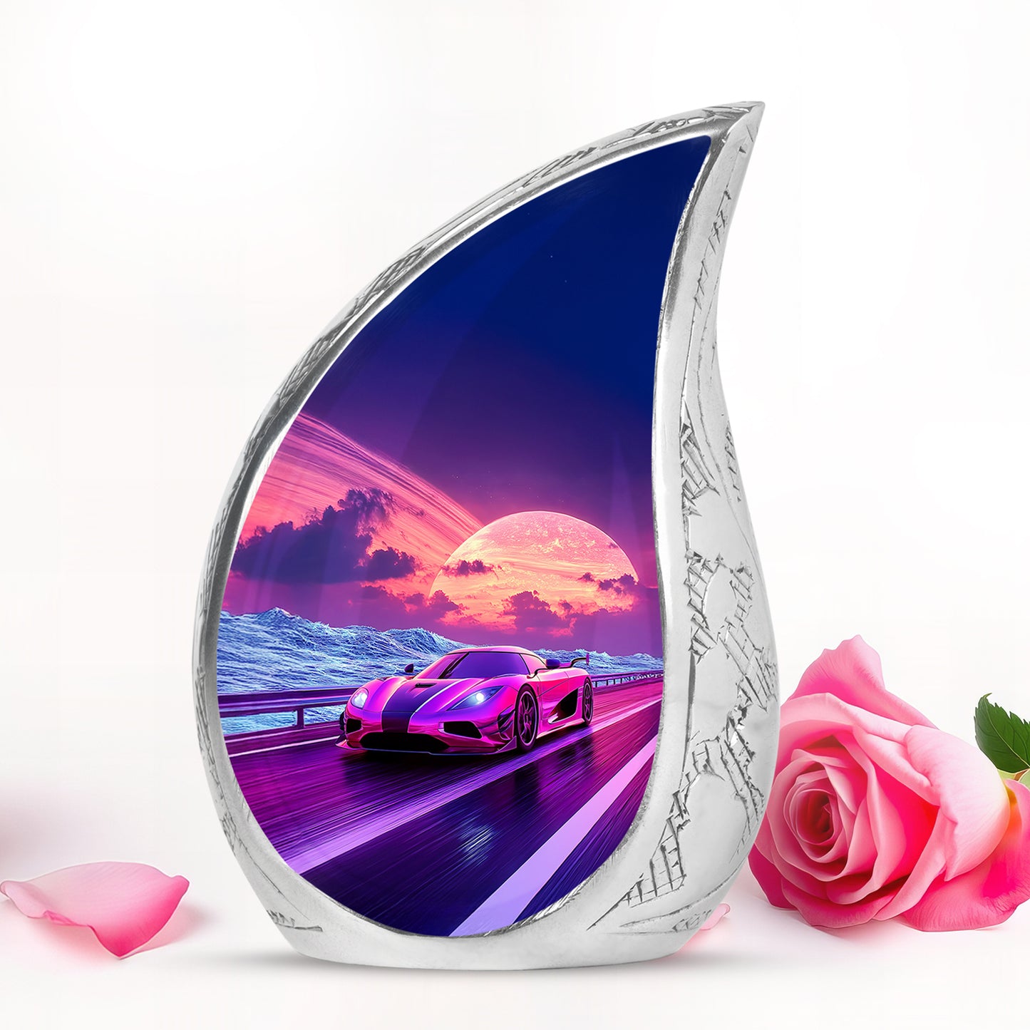 Personalized Seraphic Car Cremation Urns - Blue 10-inch, 200 cu in - Yatskia