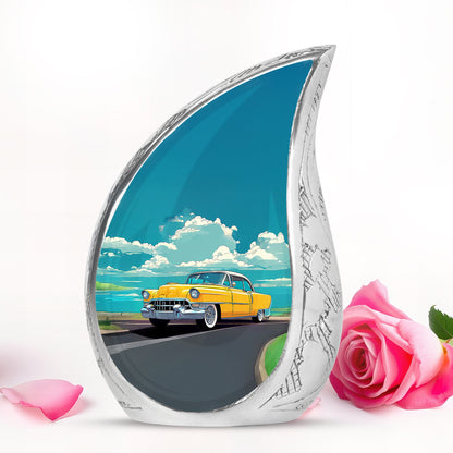 Personalized Teal Sovereign Car Cremation Urns for Human Ashes - 10-inch, 200 cu in - Yatskia