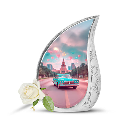 Teal Car Cremation Urns - Imperial Journey 10-inch, 200 cu in - Yatskia