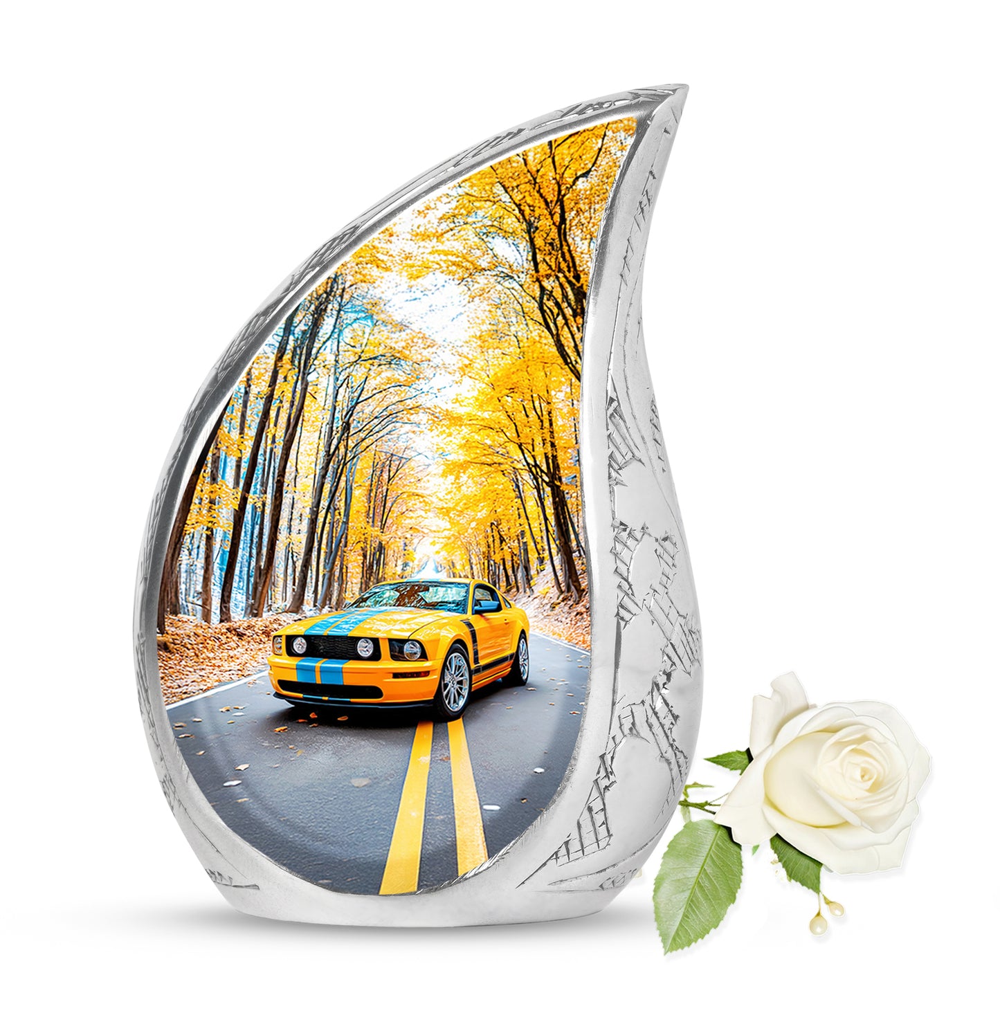 Personalized Car Cremation Urns - Pristine Blue 10-inch, 200 cu in - Yatskia