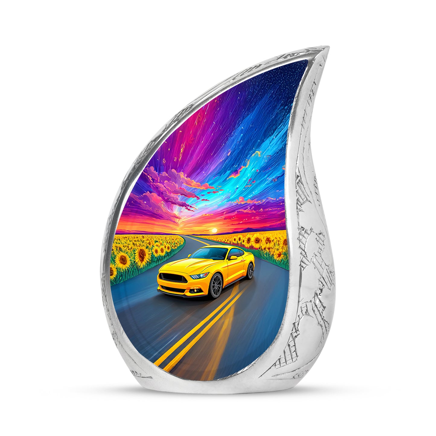 Dignified Blue Car Cremation Urn for Ashes - 10-inch, 200 cu in - Yatskia