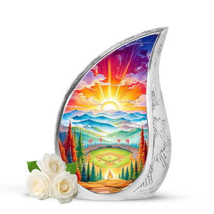 Personalized Baseball Cremation Urns - Eminent Red 10-inch, 200 cu in - Yatskia