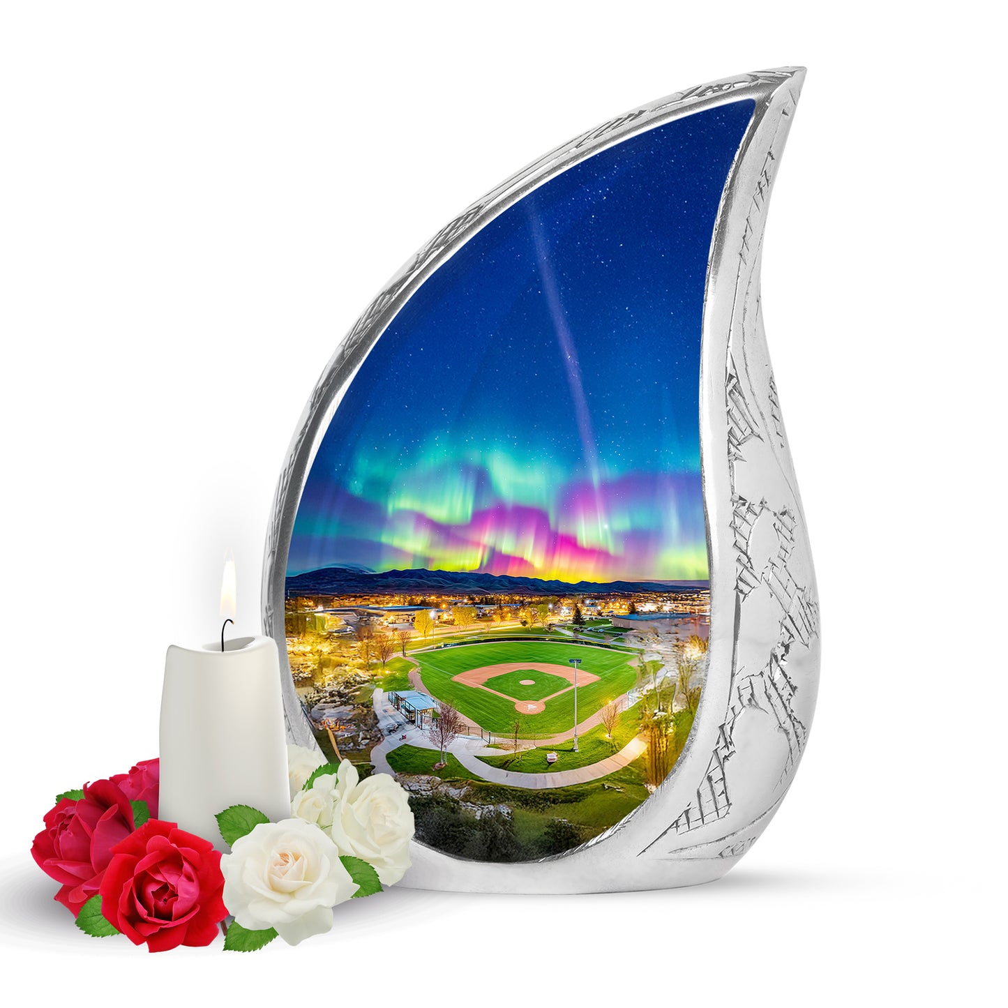 Personalized Blue Sovereign Baseball Cremation Urns for Human Ashes - 10-inch, 200 cu in - Yatskia