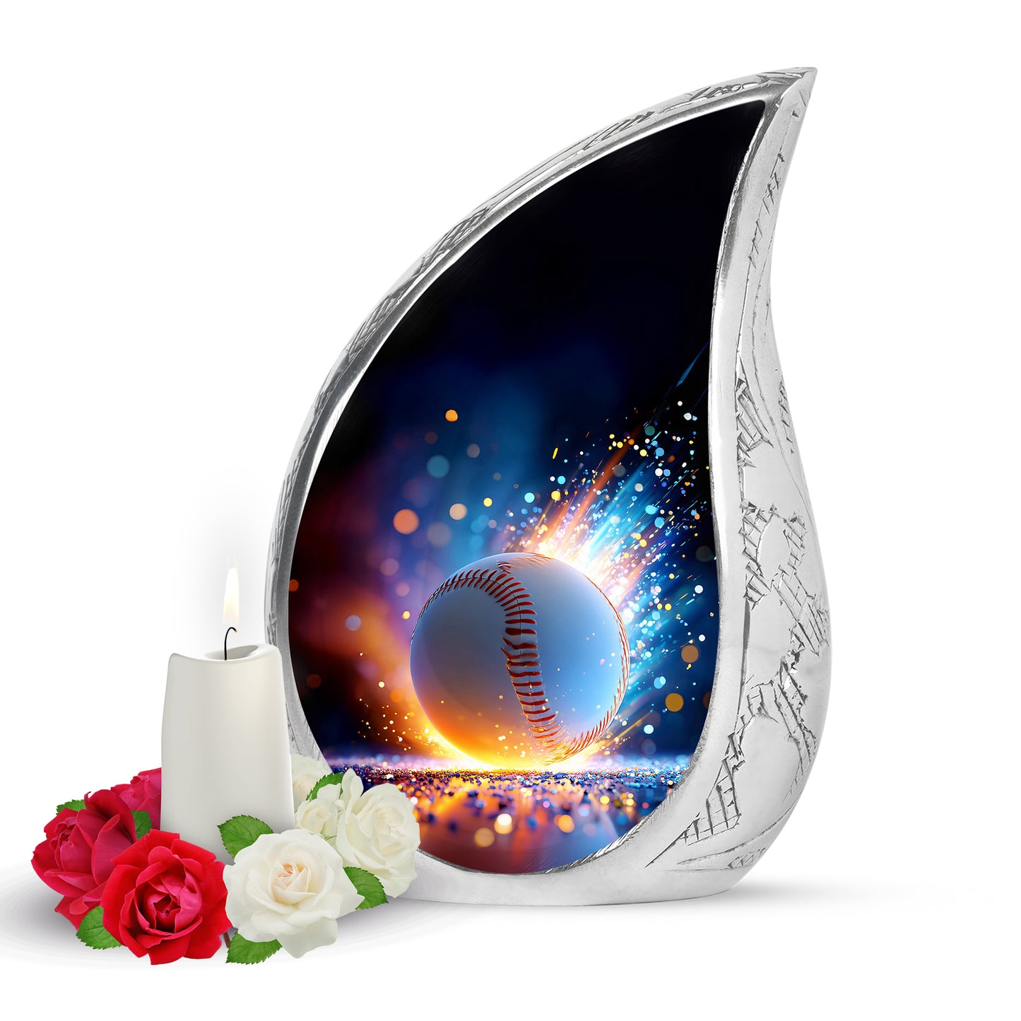 Personalized Seraphic Baseball Cremation Urns - Blue 10-inch, 200 cu in - Yatskia