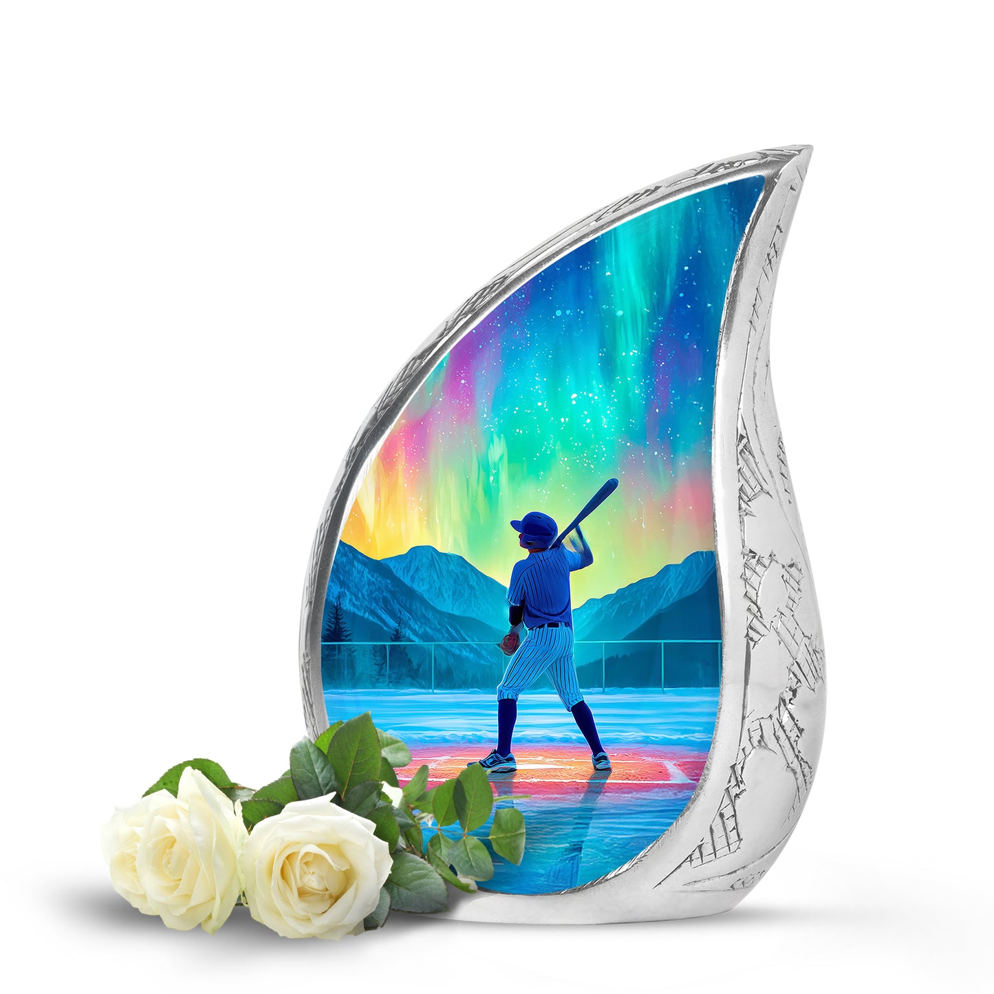 Personalized Blue Baseball Cremation Urns for Ashes - Transcendent 10-inch - Yatskia