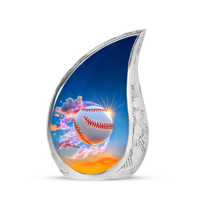 Personalized Blue Revered Baseball Cremation Urns for Human Ashes - 10-inch, 200 cu in - Yatskia