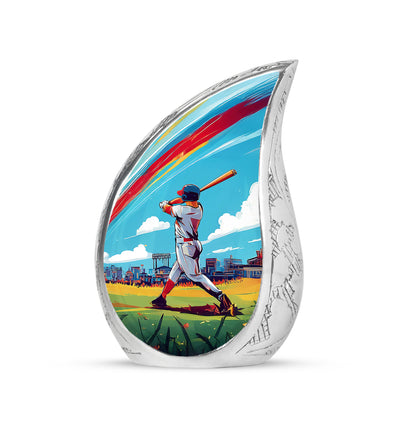 Distinguished Teal Baseball Cremation Urn for Ashes - 10-inch, 200 cu in - Yatskia