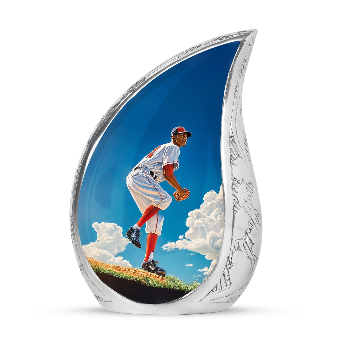 Personalized Baseball Cremation Urns - Pristine Blue 10-inch, 200 cu in - Yatskia