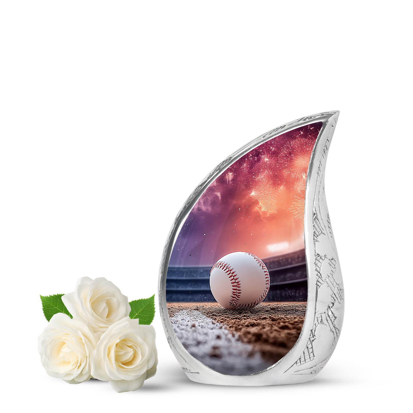 Timeless Purple Baseball Cremation Urn for Ashes - 10-inch, 200 cu in - Yatskia
