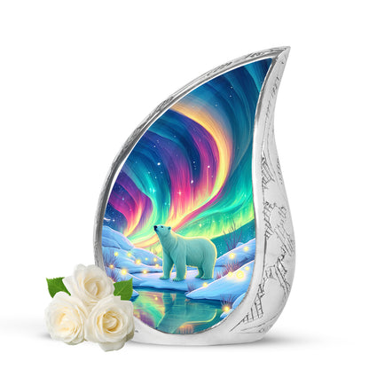 Personalized Refined Bear Cremation Urns - Teal 10-inch, 200 cu in - Yatskia