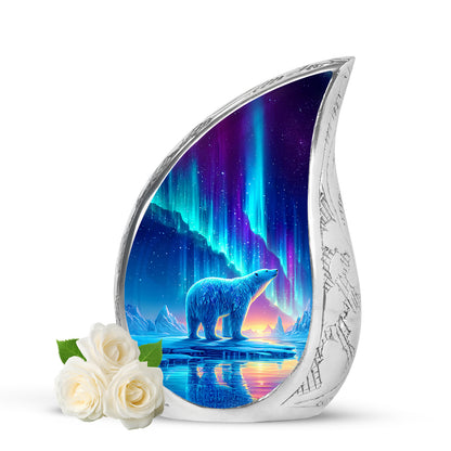 Ethereal Bear Memorial Cremation Urns - Blue 10-inch, 200 cu in - Yatskia